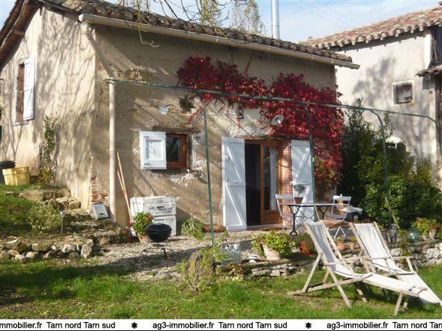 Castelnau de Montmiral, loue petite Maison de hameau  T1 bis. Jardinet  vendre